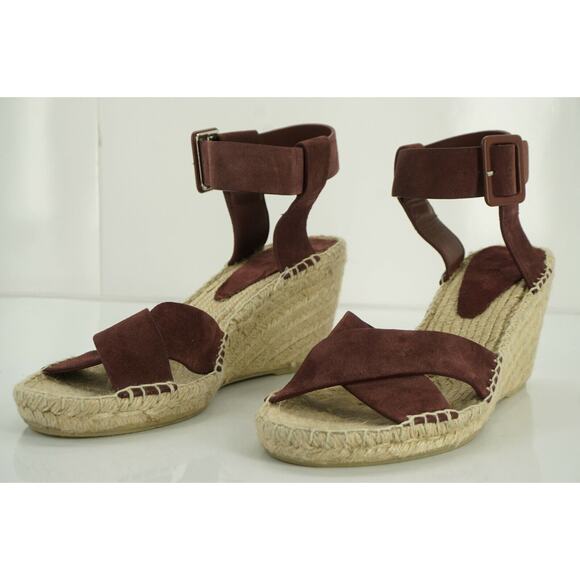 Vince Stefania Suede Platform Wedge Espadrille Sandal SZ 10 New Cross Strap $295 - Picture 4 of 12